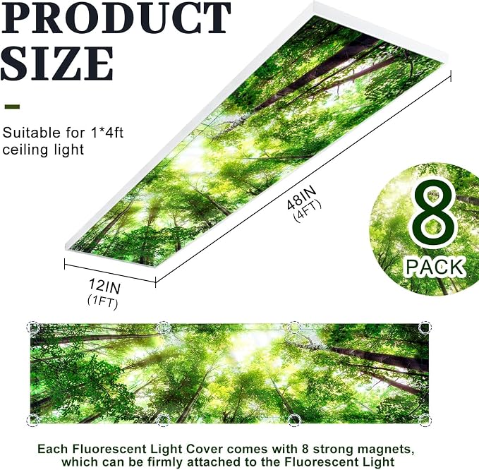 8 Pcs 1 x 4 Feet Fluorescent Lights Covers Magnetic Ceiling Light Cover - Image 2
