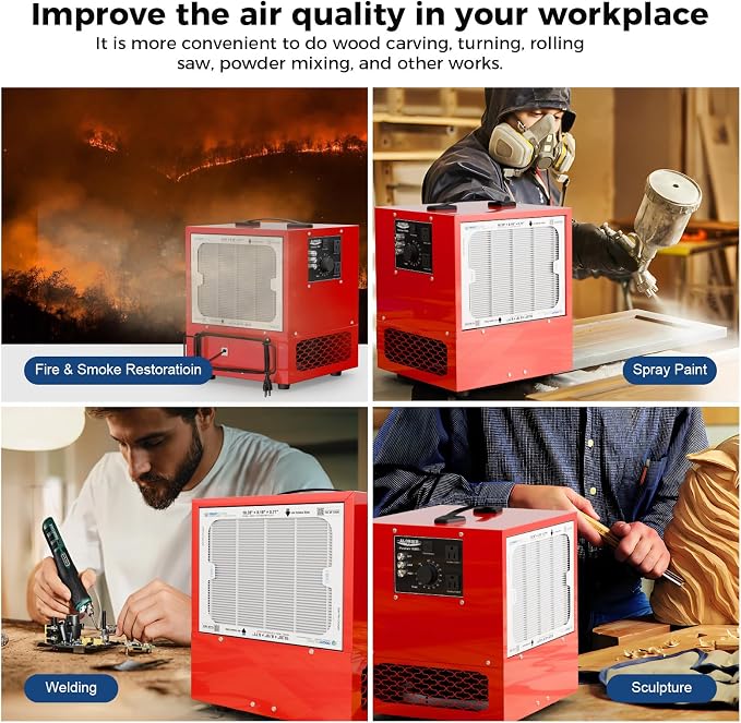 ALORAIR Portable Air Filtration System, 180° Air Intake Tabletop Dust Collector - Image 8