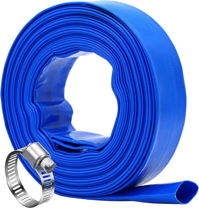 DAVCO 2" x 25 ft Pool Backwash Hose, Heavy Duty Reinforced Blue PVC Lay Flat by DAVCO