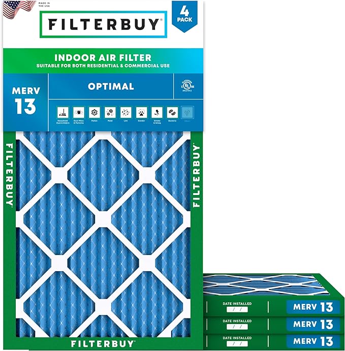 Filterbuy 10x18x1 Air Filter MERV 13 Optimal Smoke & Allergy Defense, by Filterbuy