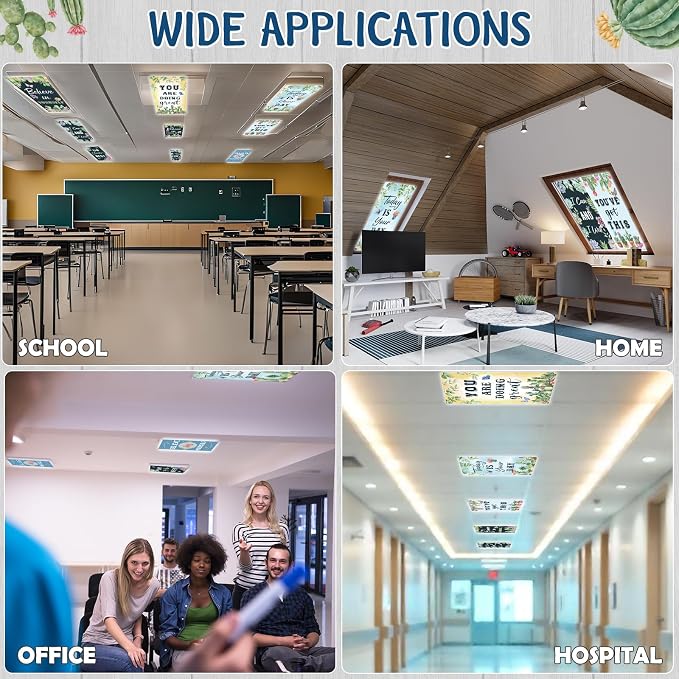6Pcs Classroom Light Covers for Fluorescent Lights, Retro Magnetic 2x4 FT - Image 8