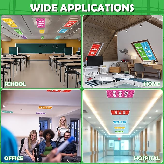 8Pcs Classroom Light Covers for Fluorescent Lights, Magnetic 2x4 FT Ceiling - Image 8