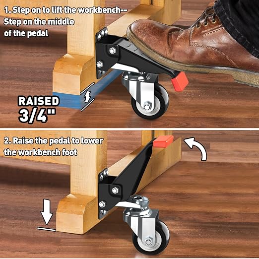 SPACEKEEPER Workbench Casters kit 660 Lbs - Image 4
