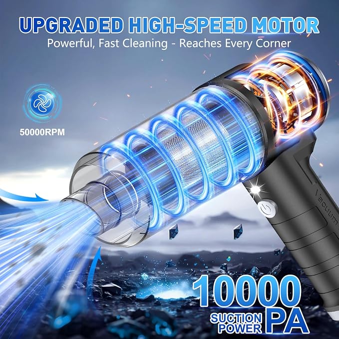 KMM Handheld Car Vacuum Cleaner, 10000PA Vacuum Cleaner & Air Duster, 120W High - Image 2