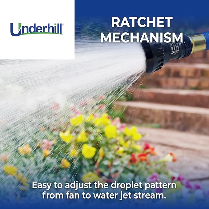 Underhill Magnum UltraMax Full Throttle High Flow Garden Water Hose Nozzle, Sprayer, 39-100 GPM 80 PSI, 1-Inch FHT, Jet, Soak, Fan, NG500-SFSH-10