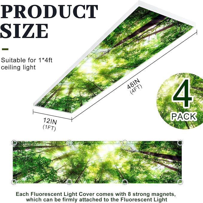 4 Pcs 1 x 4 Feet Fluorescent Lights Covers Magnetic Ceiling Light Cover - Image 2
