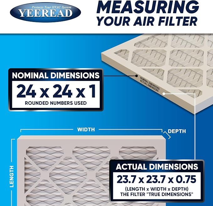 24x24x1 MERV 8 Air Filters 6-Pack, Actual Size 23.7" x 23.7" x 0.75" – - Image 2
