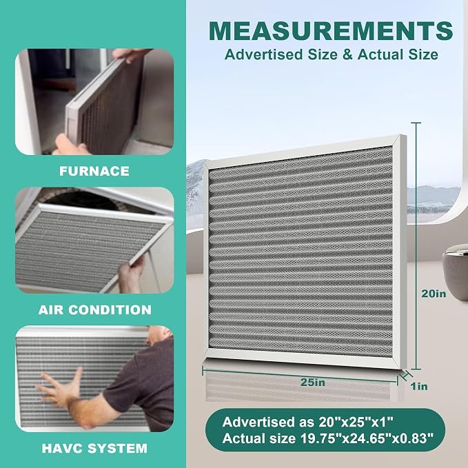 20x25x1 Reusable Electrostatic Air Filter, MERV 8 Washable HVAC AC Furnace - Image 4