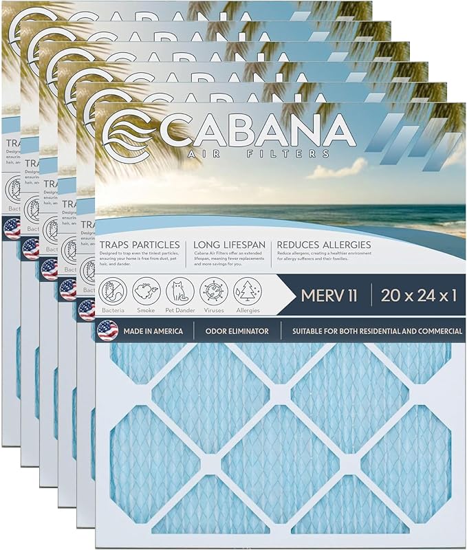 Cabana Filters 6-Pack 20x24x1 MERV 11 AC Furnace Air Filter by CabanaAirFilters
