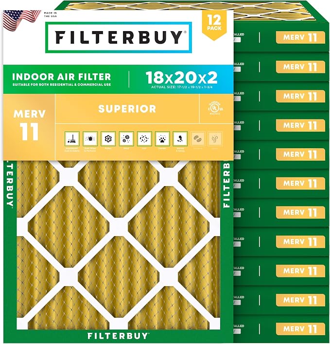 Filterbuy 18x20x2 Air Filter MERV 11 Superior Pet & Allergy Defense, by Filterbuy