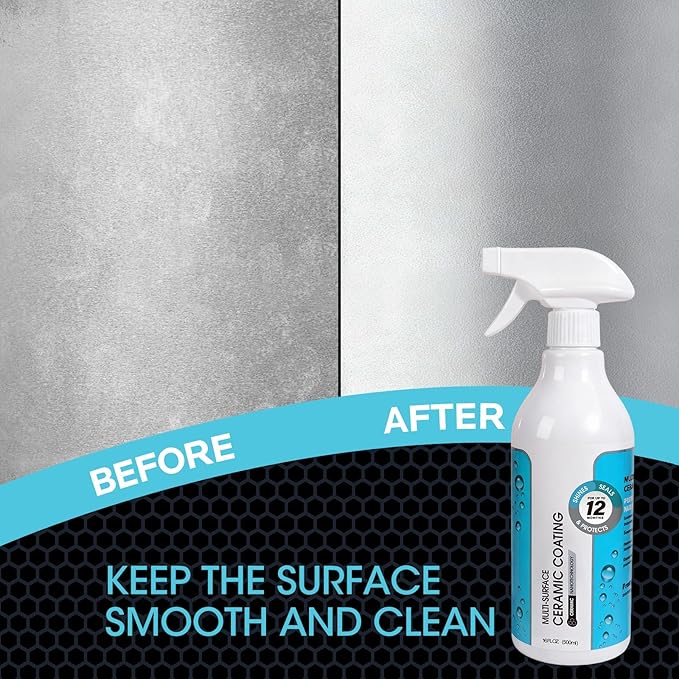 Ceramic Coating Spray for Stainless Steel & Glass - Fingerprint & Water-Spot Repellent, Long-Lasting Surface Protection for Kitchen & Bath (500ml)