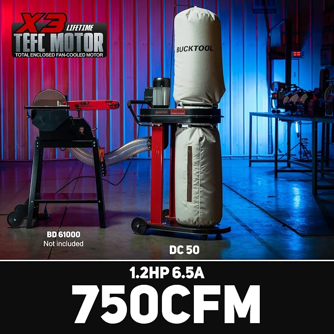 BUCKTOOL 1.2 HP Auto Start 750CFM Dust Collector - Image 2