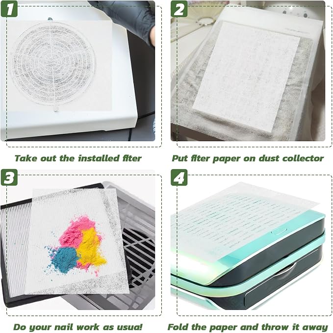 900 Sheets Nail Dust Collector Filter Paper, Disposable Dust Collector Sheet - Image 5