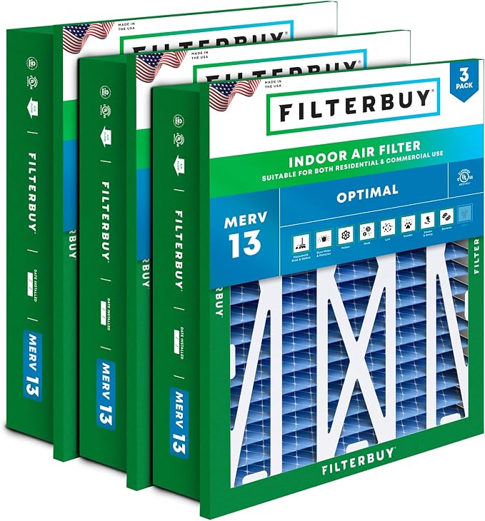 Filterbuy 20x20x5 Air Filter MERV 13 Optimal Smoke & Allergy Defense, by Filterbuy
