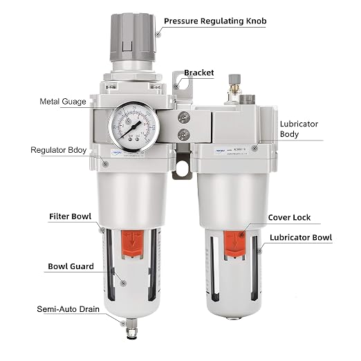 NANPU 1" NPT Compressed Air Filter Regulator Lubricator Combo Water/Oil Trap - Image 2