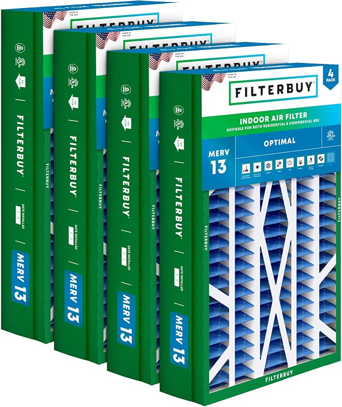 Filterbuy 14.5x27x5 Air Filter MERV 13 Optimal Smoke & Allergy Defense by Filterbuy