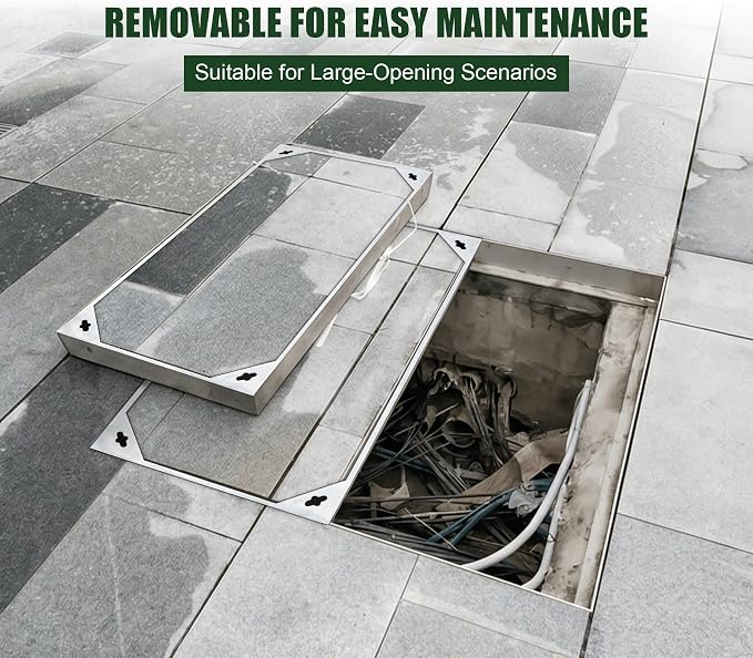 32x32in Multi-Part Invisible Manhole Cover All Stainless Steel Square Metal - Image 3