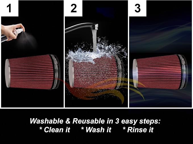 Cold Air Intake System with Heat Shield Kit + Filter Combo RED Compatible - Image 6
