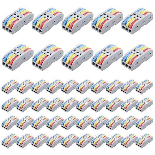 ALITOVE Electrical Connectors 50pcs Quick Connect 3 Wire Connectors Push in by ALITOVE