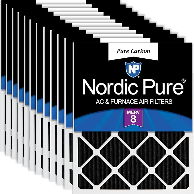 Nordic Pure 12x12x1 Pure Carbon Pleated Odor Reduction Furnace Air Filters 12 by NordicPure