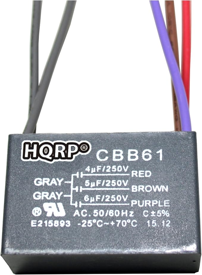 HQRP Ceiling Fan Capacitor CBB61 4uf+5uf+6uf 5-Wire UL Listed by HQRP