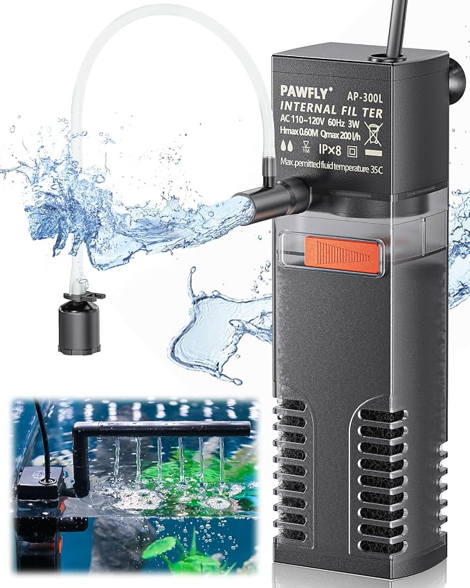 Pawfly Internal Aquarium Filter, Submersible Power Filter by Pawfly
