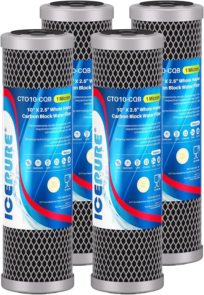 ICEPURE 1 Micron 10" x 2.5" Whole House Upgraded Coconut Shell Activated Water by ICEPURE