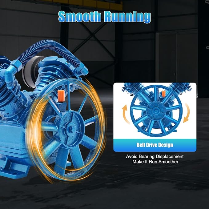 V Air Compressor Pump Head for 3 HP 2 Piston Motor Twin Cylinder Single Stage - Image 4