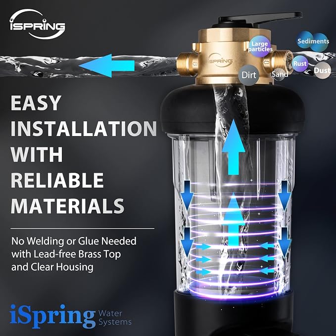 iSpring WSP50ARJ-BP Whole House Prefilter, Spin-Down Sediment Water Filter - Image 8