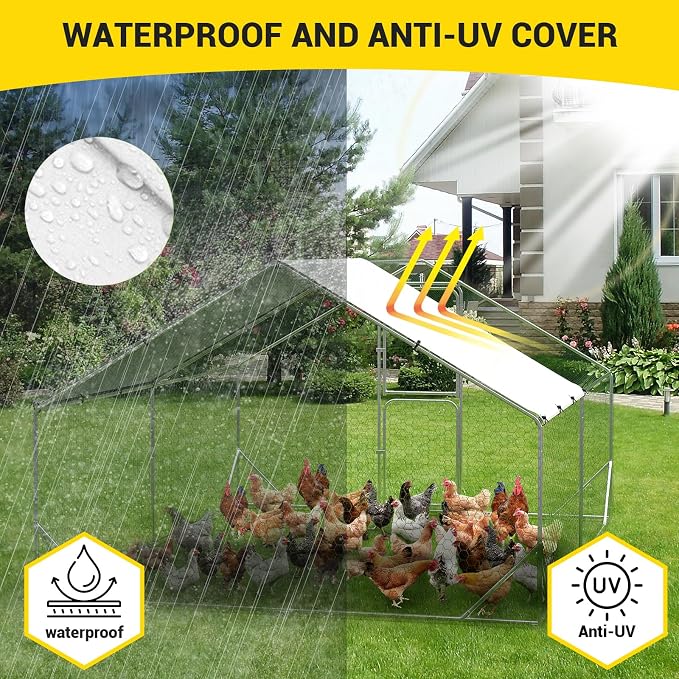 9.8X13.1x6.6FT, Large Walk in Chicken Run Pen Cage, Metal Coop Clearance - Image 3