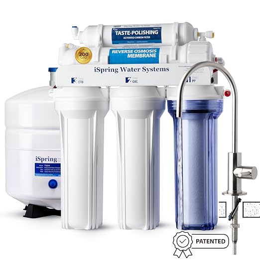 iSpring RCC2, Upgraded 200 GPD Capacity, 5-Stage Under Sink Reverse Osmosis by iSpring