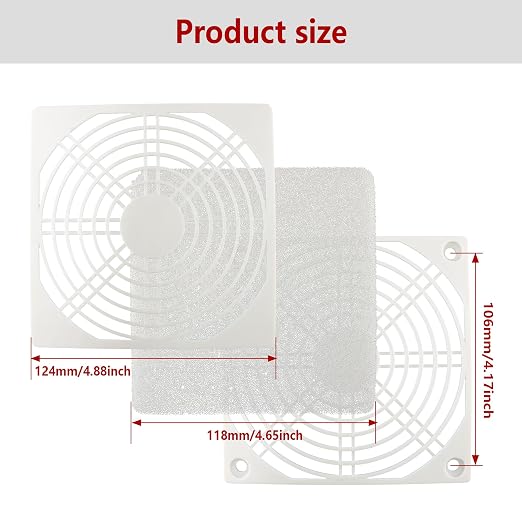 4 Pcs 120mm White Square Plastic Cooling Fan Filter Cover, Dust Screen - Image 3