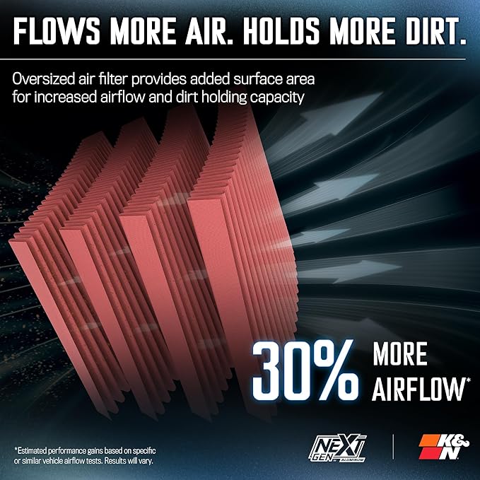 K&N NextGen Aluminum Cold Air Intake System: High-Flow Cotton Filter: Compatible - Image 6