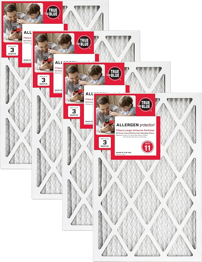 True Blue 12x12x1 MERV 11 Allergen Air Filter | Electrostatic Pleated HVAC by TRUEBLUE