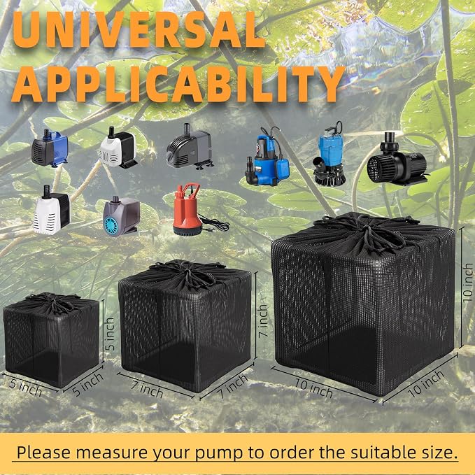 Fineday Pond Filter, Anti-Clogging Cube Outdoor Mesh Water Pump Barrier Bag Box - Image 8