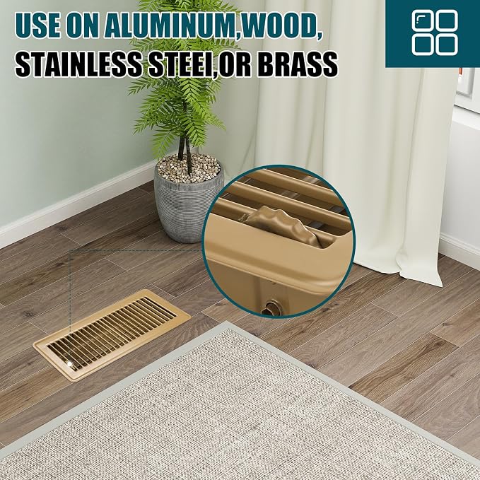 VOISEN Floor Register 4x12, 6 Pack Floor Vent Covers, Steel Adjustable Air - Image 8