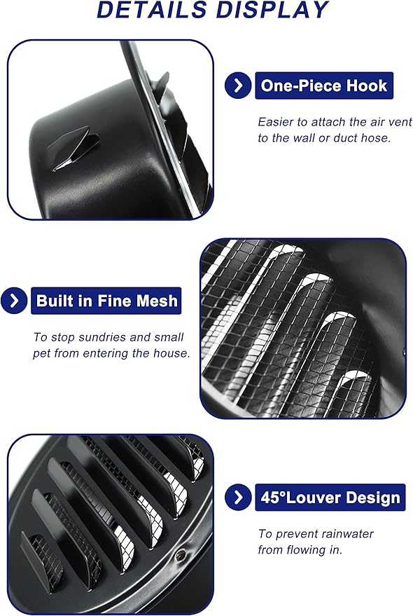 6 Inch Round Air Vent Cover, LouanXpert Stainless Steel Black Soffit Vent Cover - Image 3