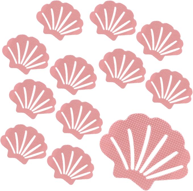 Bathtub Stickers Non Slip, Shell Shaped Tubs Safety Shower Treads, Adhesive Sticker for Bathroom Bathtub, Shower Floor,Pink(30Pcs)