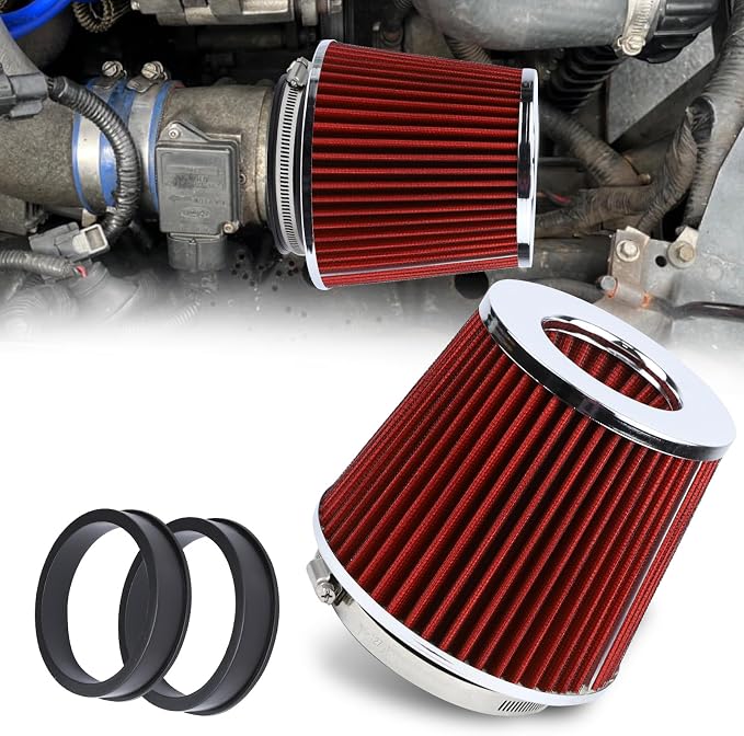 Hovom Universal Clamp-On Air Intake Filter, 76 89 102MM High Flow Round Tapered by Hovom