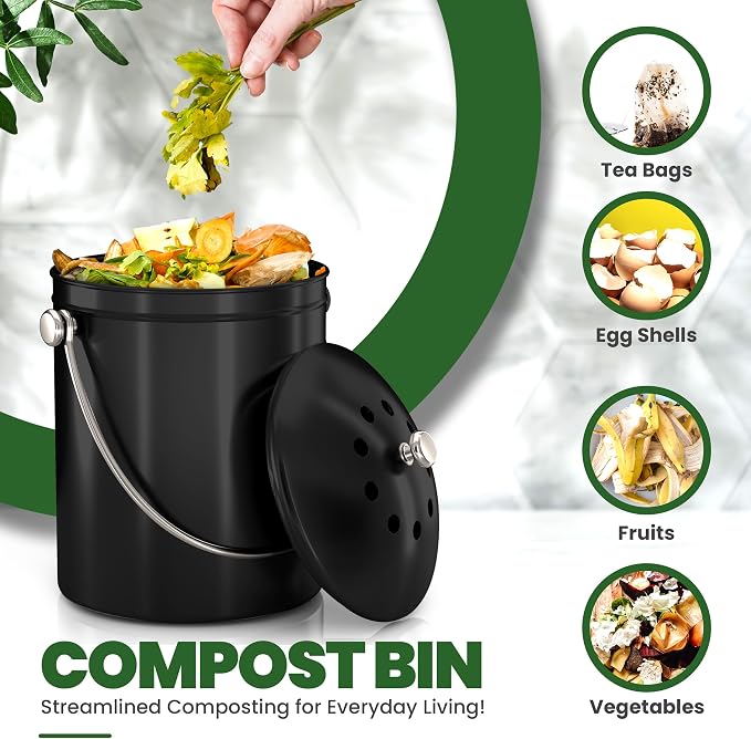Utopia Kitchen Compost Bin for Kitchen Countertop, 1.3 Gallon Compost Bucket - Image 4