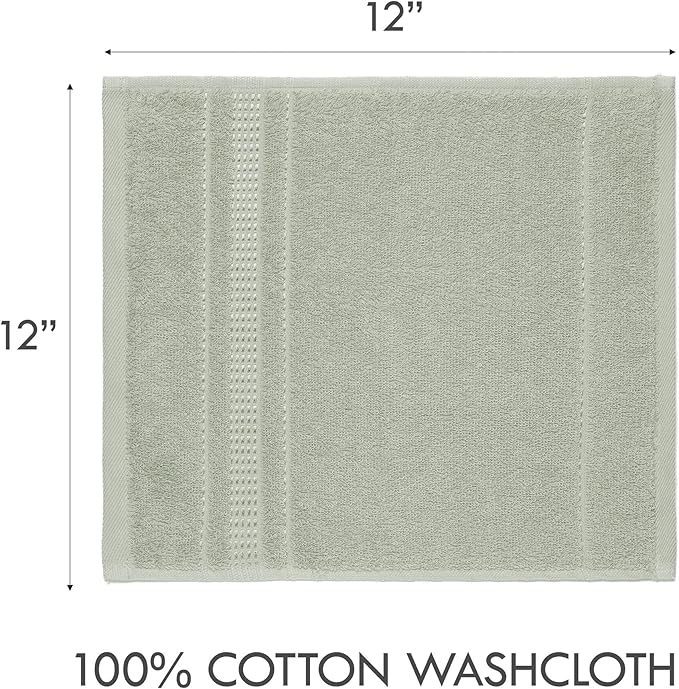 Melissa Linen, 4-Piece Bath Wash Cloths Set, 100% Turkish Cotton, Face & Hand Towels for Bathroom, Absorbent, Quick Dry and Soft Wash Rags for Kitchen (Mint Green Washcloths)