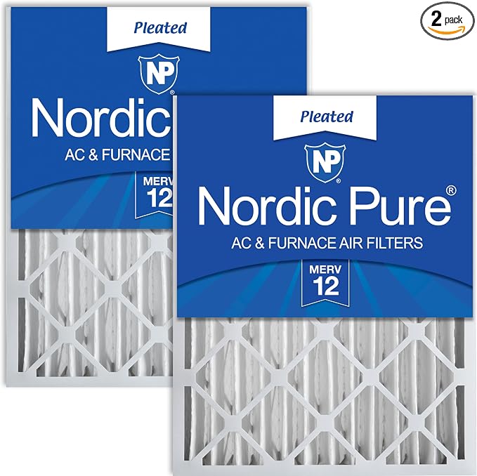 Nordic Pure 16x20x4 Pleated MERV 12 Air Filters 2 Pack by NordicPure