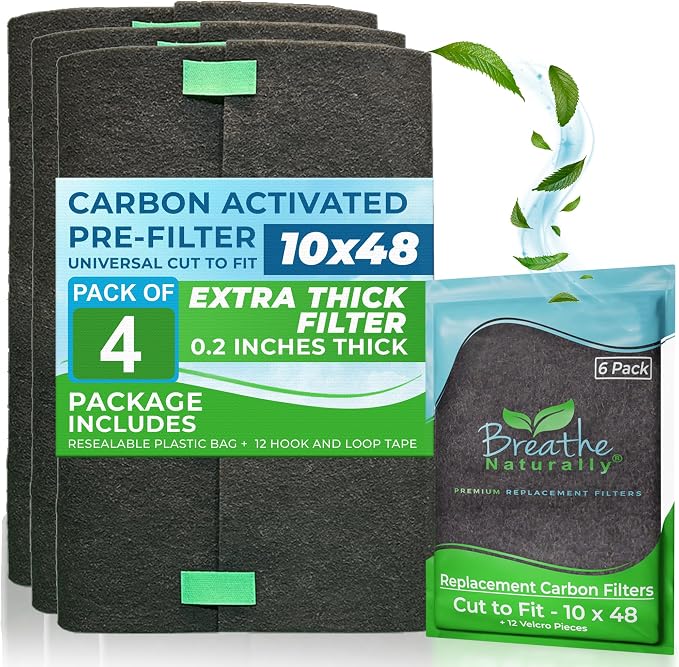 Breathe Naturally Universal 10x48 Cut-to-Fit Activated Carbon Filter Charcoal by BreatheNaturally