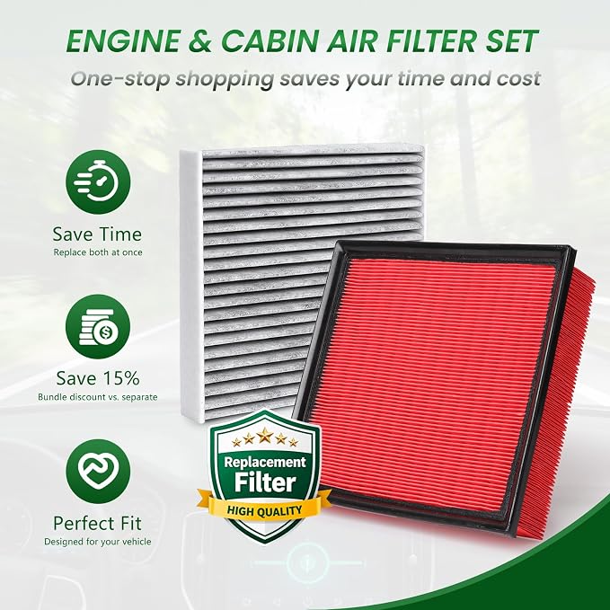 Cabin Engine Air Filter Kit CF10285, CA10741 Fit - Image 3