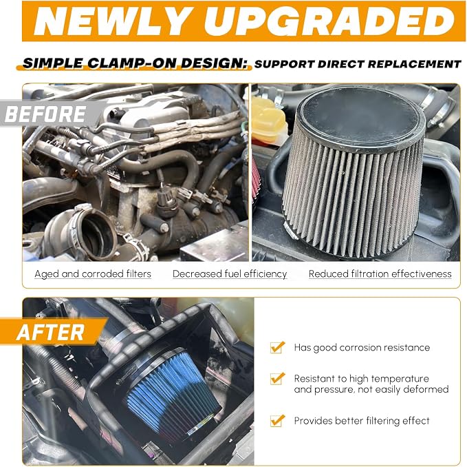 PTNHZ Universal Blue 3" 76mm High Flow Cold Air Intake Cone Air Filter Power - Image 6