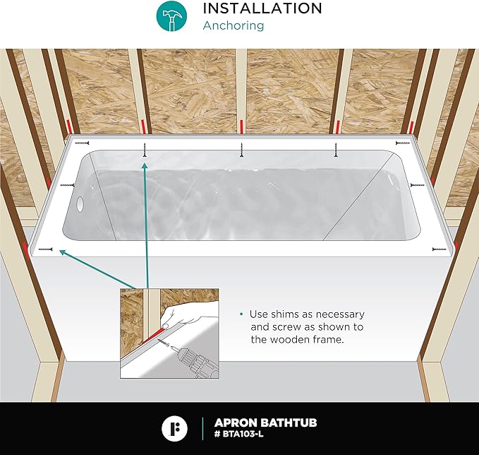 Fine Fixtures Acrylic, Fiberglass Alcove Soaking Bathtub with Integral Apron Front in Glossy White - Left Hand Drain, 66" x 32"