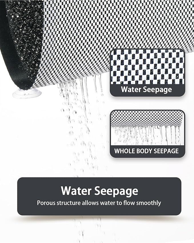 Mecko Non Slip Shower Mats,17x30 Inch,Anti-Slip Bathtub Mats with Suction Cups for Bathroom, Foot Scrubber Loofah Bath Mats for Shower, Quick Drying Shower Stall Mats for Wet Areas (Black)