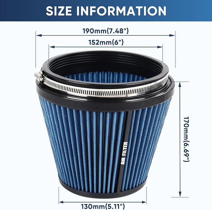 6" 152mm Inlet Cold Air Intake Filter High Flow Honeycomb Top Replacement - Image 3