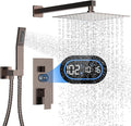 Longriver Shower Faucet Set with Hydro Power Temperature Display, Shower System 10 Inch Shower Head with Handheld Spray, Wall Mounted Shower Fixtures with Shower Valve and Trim Kit, Oil Rubbed Bronze