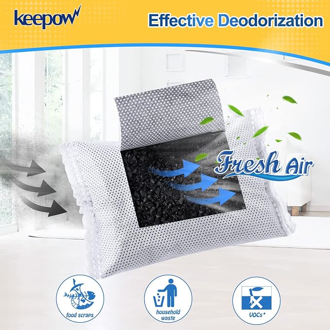 KEEPOW 8 Pack Activated Charcoal Odor Absorber Filter Refills - Image 2